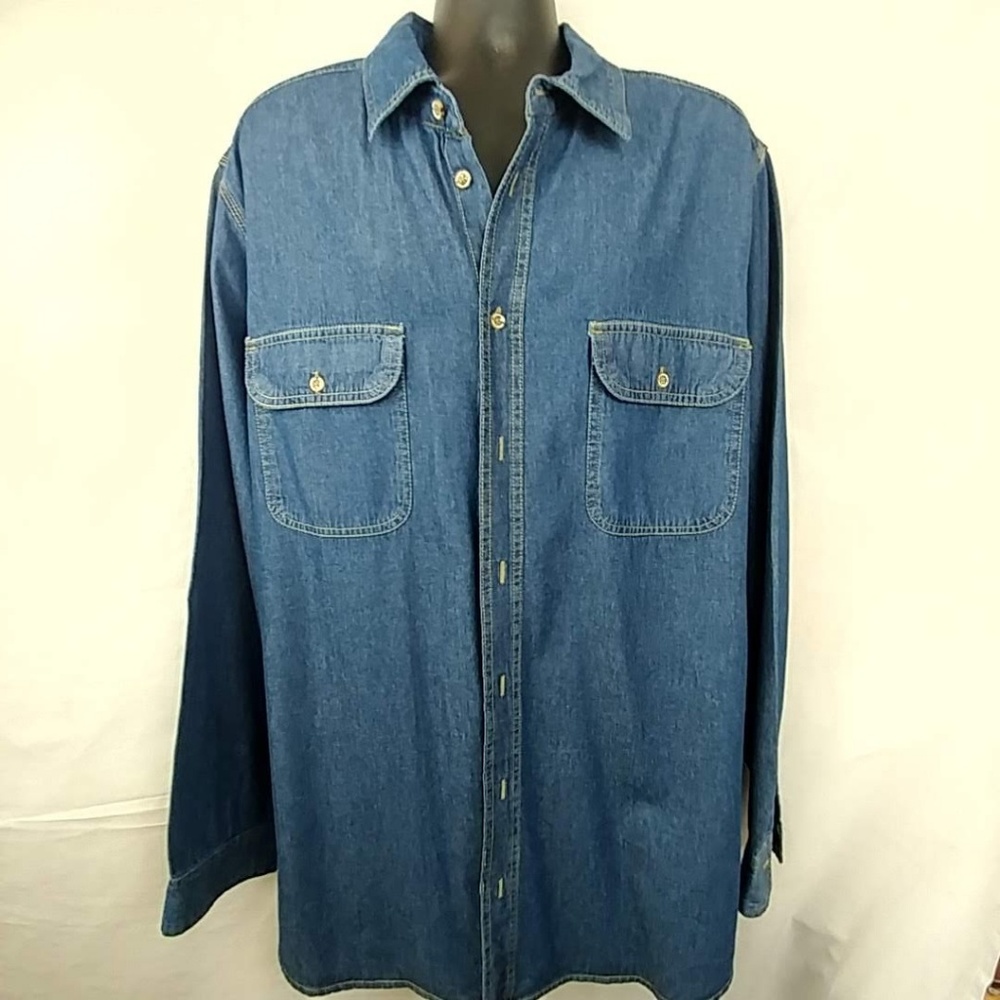 Men's Blue Denim Casual Button Down Shirt